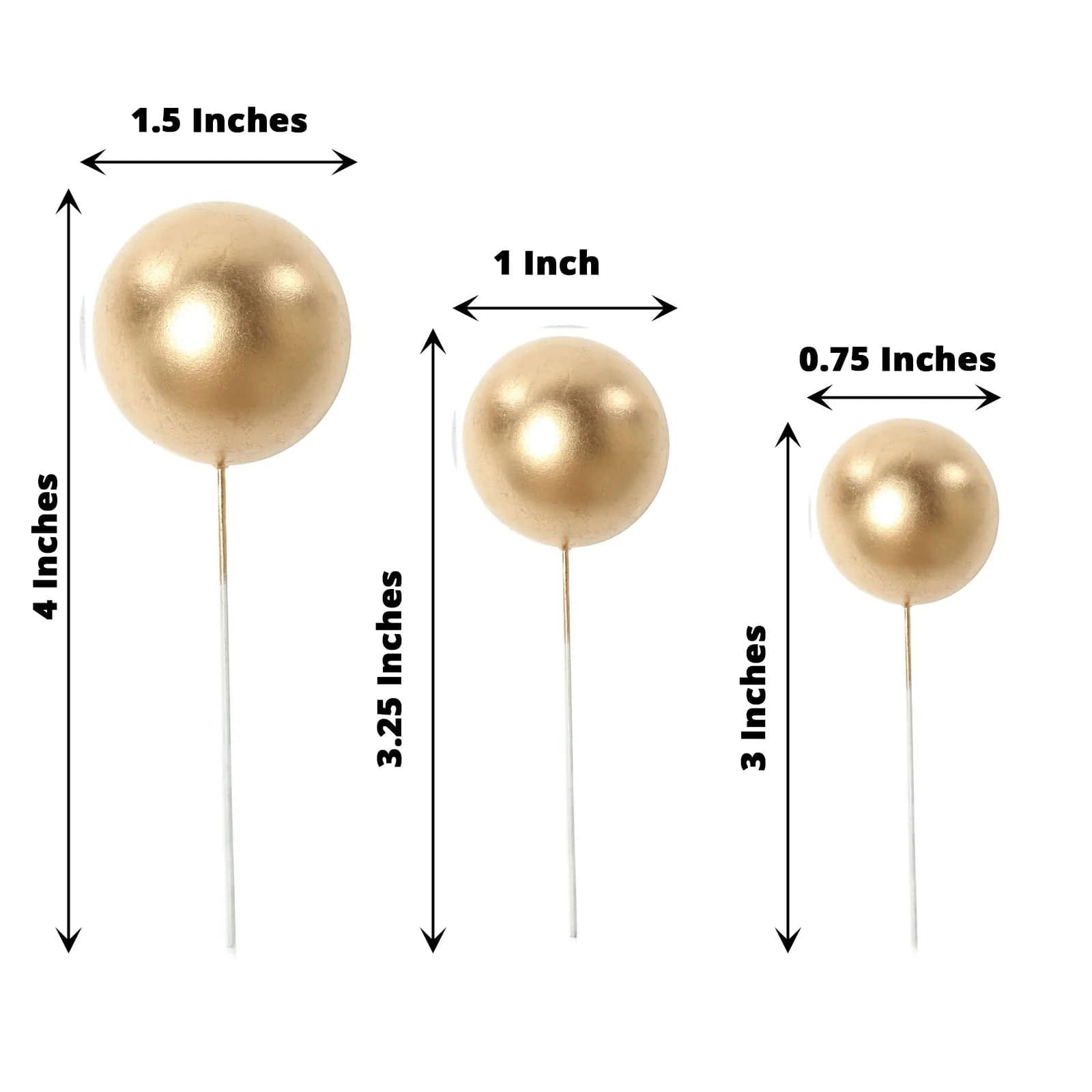 12 Cake Topper Picks Faux Pearl Balls Cupcake Decorations