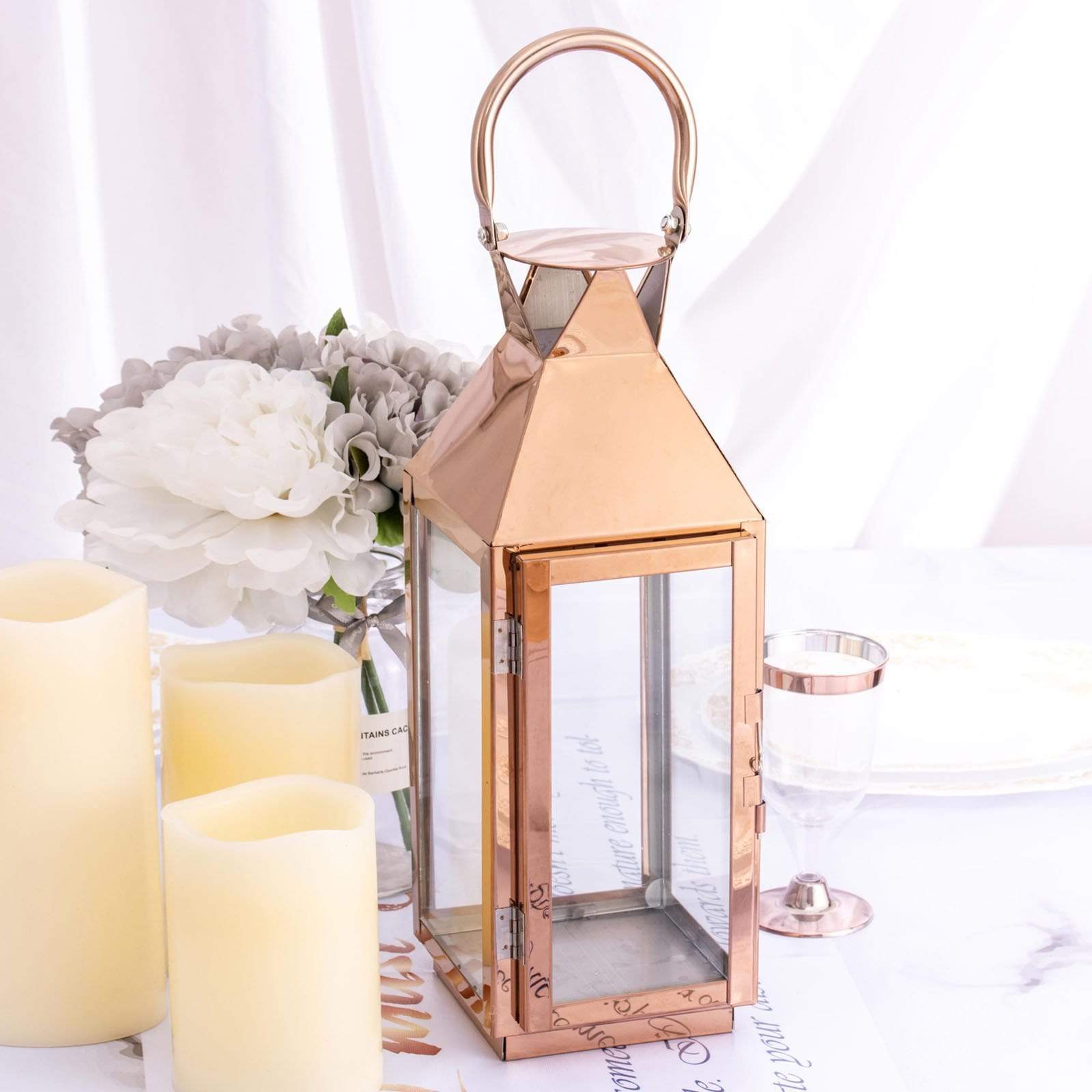 14 in tall Metal Lantern Candle Holder Centerpiece