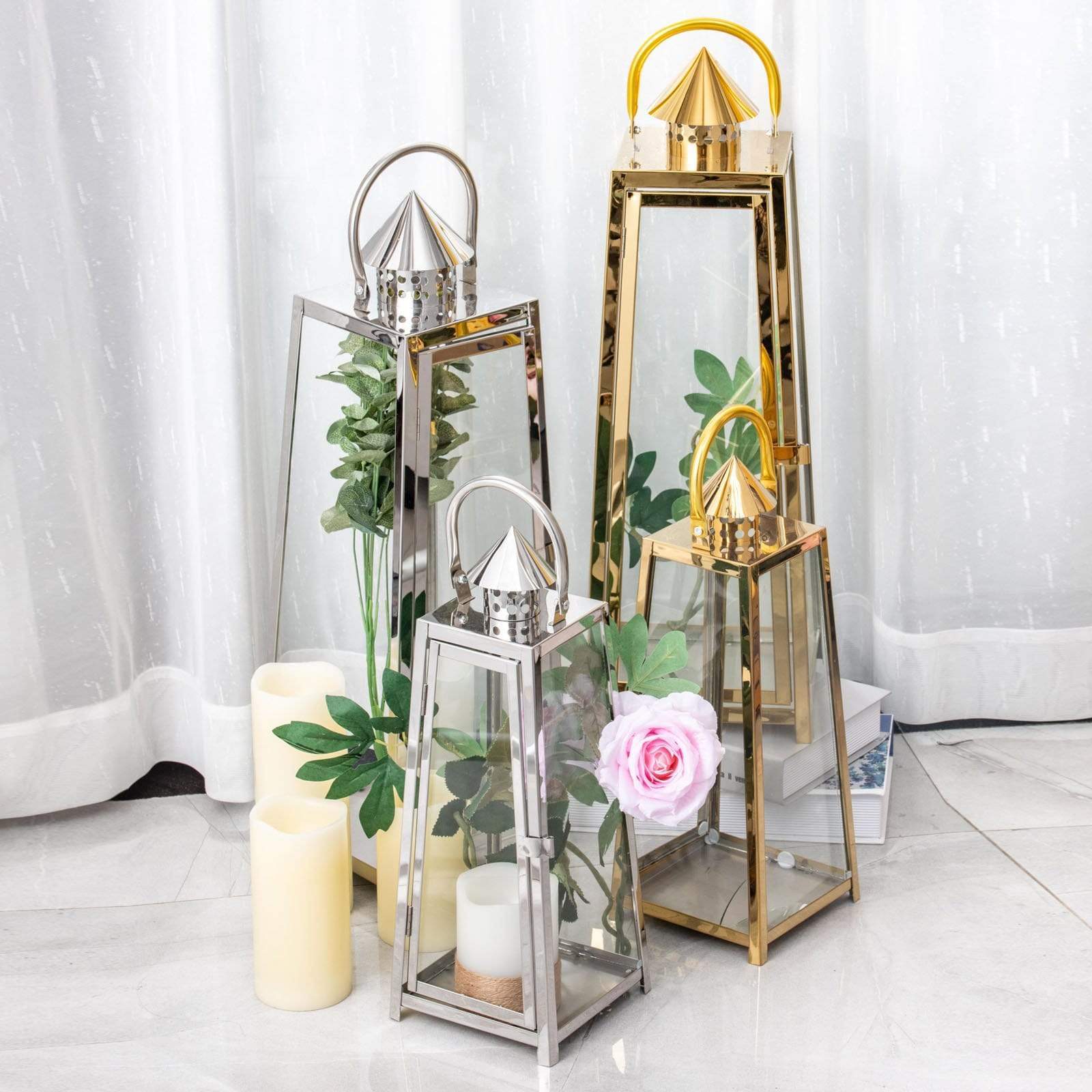 15 in tall Metal Lantern Candle Holder Centerpiece