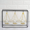 3 pcs 8 in tall Gold Geometric Tealight Votive Candle Holders with Black Iron Stand