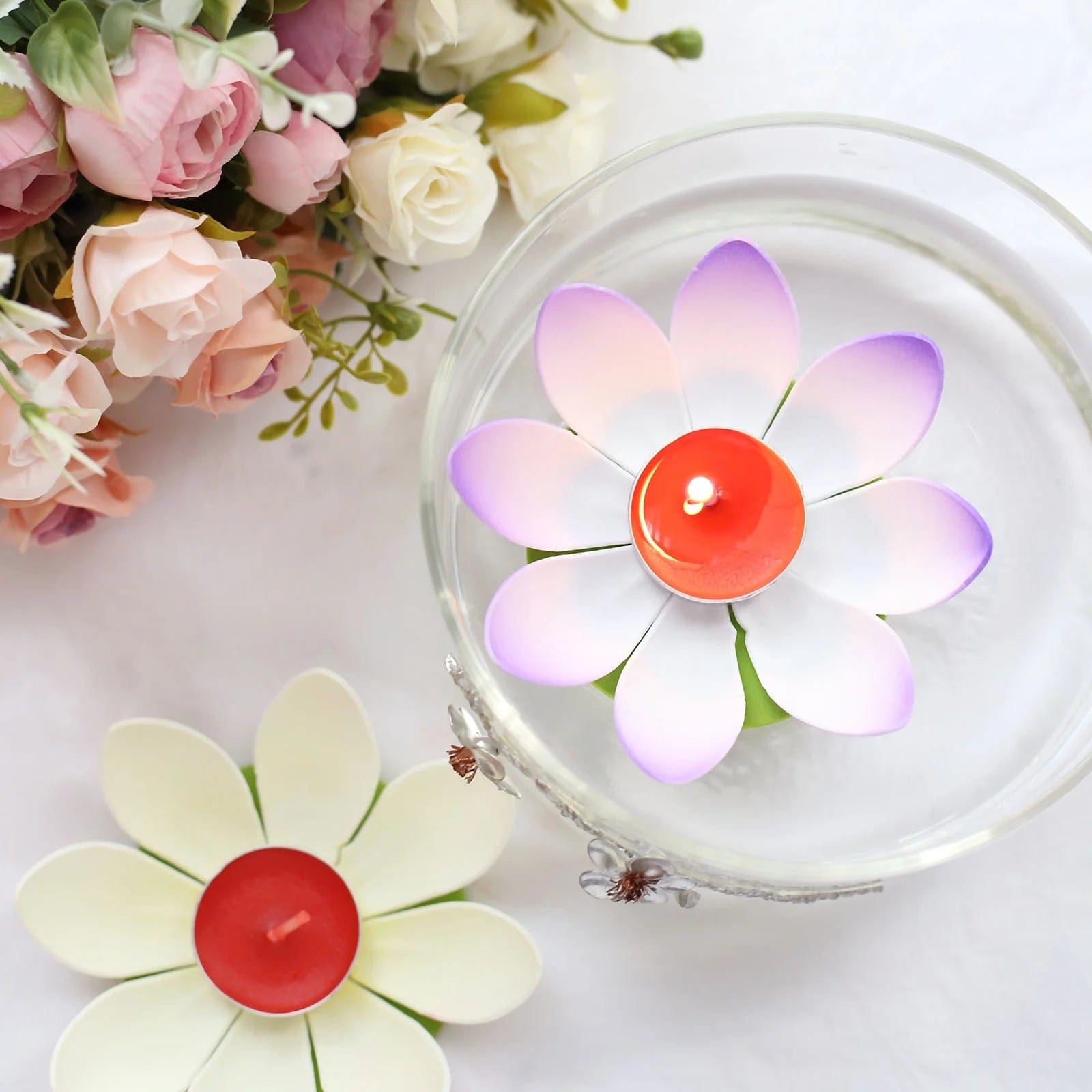 10 Assorted 5 in Colorful Lotus Flower Tealight Floating Candles