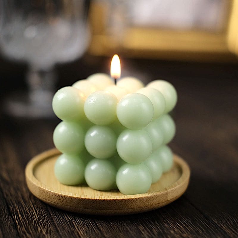 2 Unscented Paraffin Wax Candles Bubble Cube Wedding Centerpieces