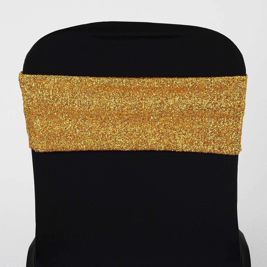 5 pcs Gold Metallic Spandex Chair Sashes