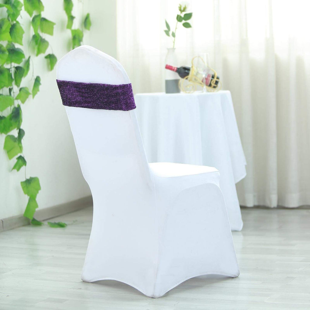 5 pcs Purple Metallic Spandex Chair Sashes