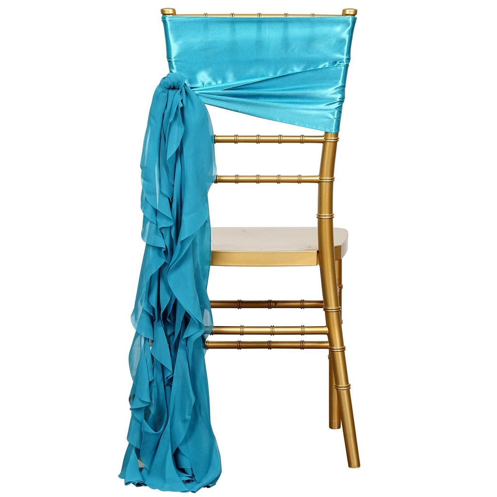Turquoise Curly Chiffon Chair Sash