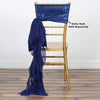 Navy Blue Curly Chiffon Chair Sash