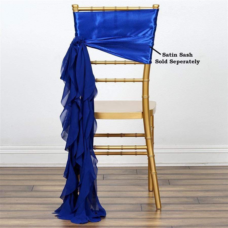 Royal Blue Curly Chiffon Chair Sash