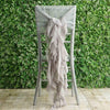 Silver Premium Curly Chiffon Chair Cover Cap with Sashes