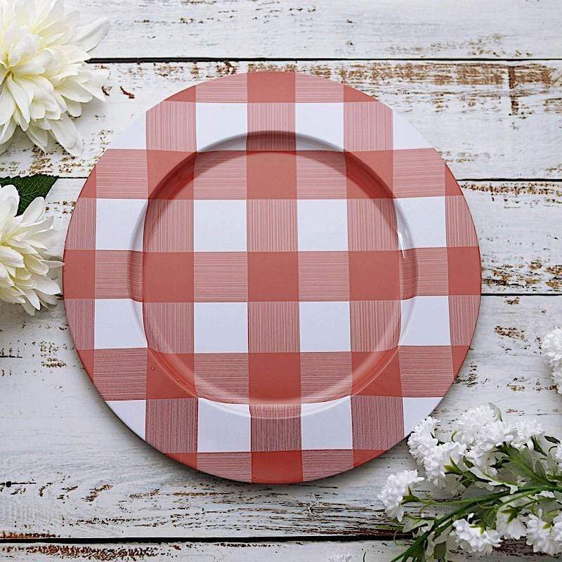 4 pcs 13 in Checkered Metal Round Charger Plates