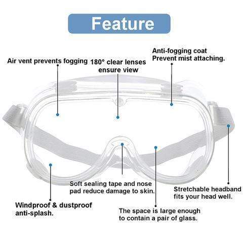 Clear Adjustable Safety Goggles Anti-Scratch Protective Eyewear