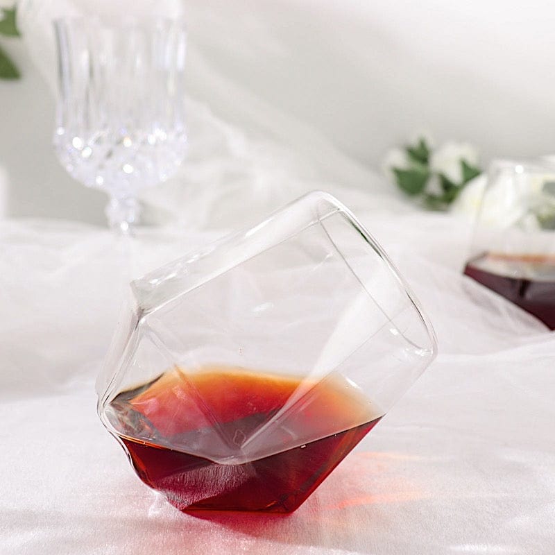 12 Clear 12 oz Disposable Geometric Plastic Stemless Wine Glasses