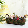 2 Green with Chocolate Brown Natural Moss Rectangular Planter Boxes with Handles Centerpieces