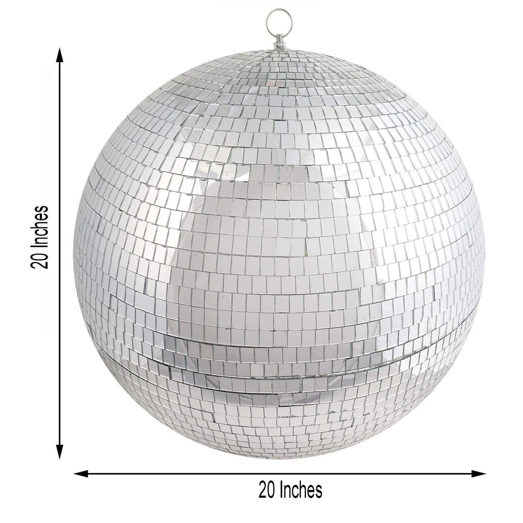 20" wide Large Silver Glass Hanging Party Disco Mirror Ball