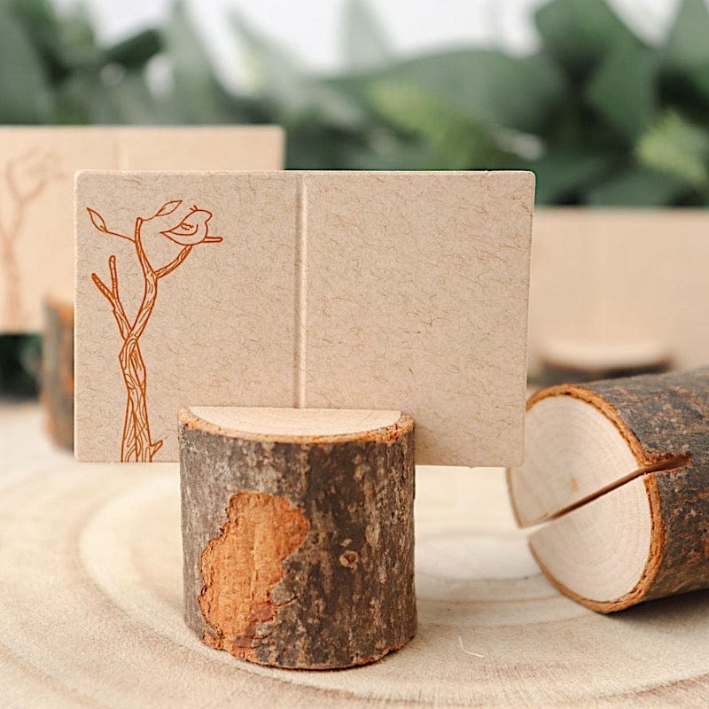 4 Natural Wood Table Sign Holders with Placecards
