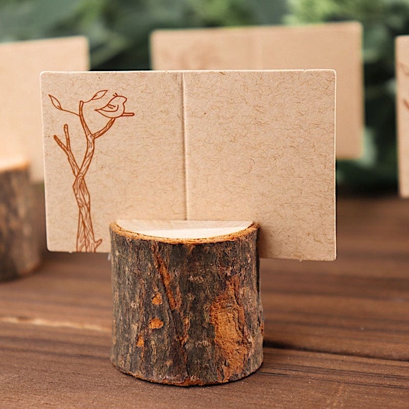 4 Natural Wood Table Sign Holders with Placecards
