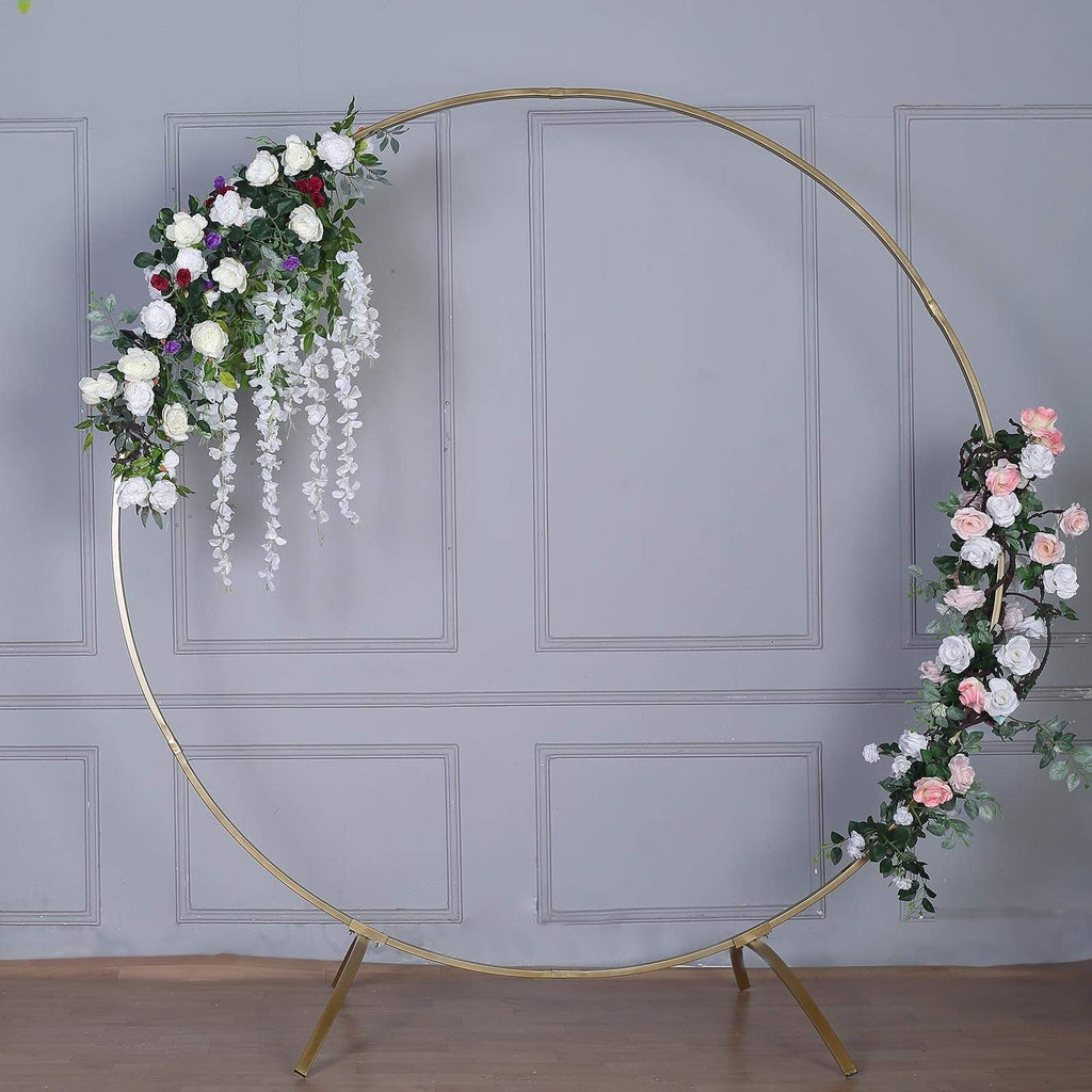 7.5 feet Gold Metal Wreath Round Backdrop Stand Wedding Arch