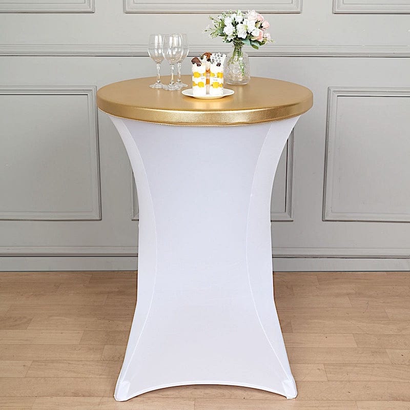 Round Fitted Metallic Spandex Cocktail Table Top Cover