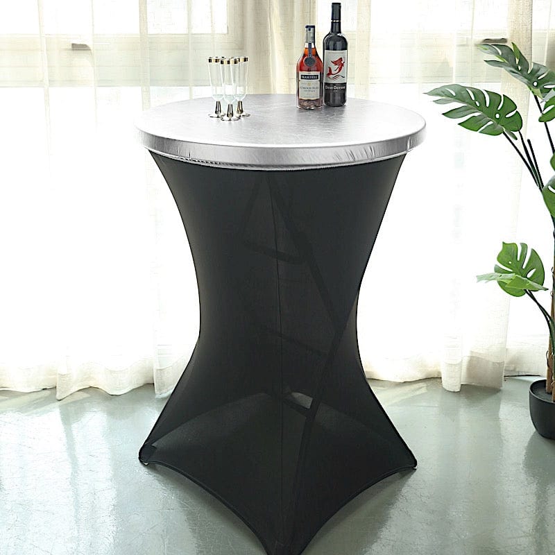 Round Fitted Metallic Spandex Cocktail Table Top Cover