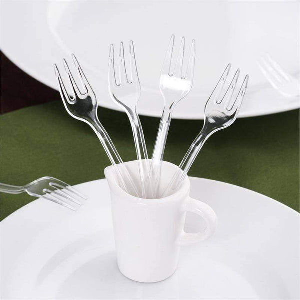 36 pcs 4" Clear Disposable Plastic Dessert Forks