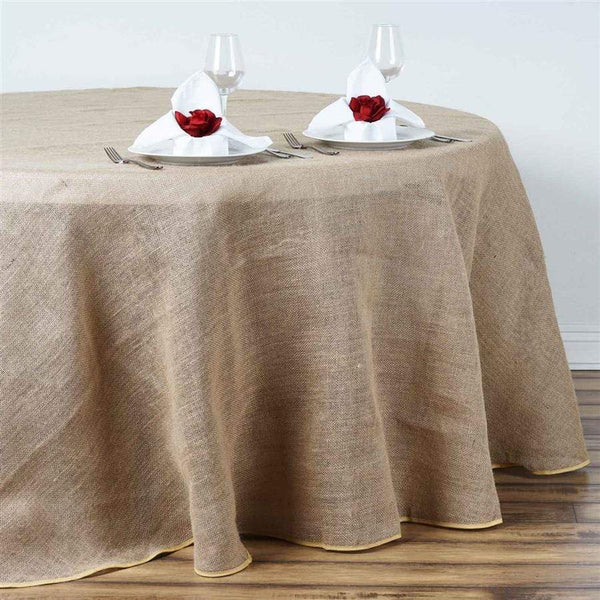 90 inch Natural Brown Burlap Round Tablecloth