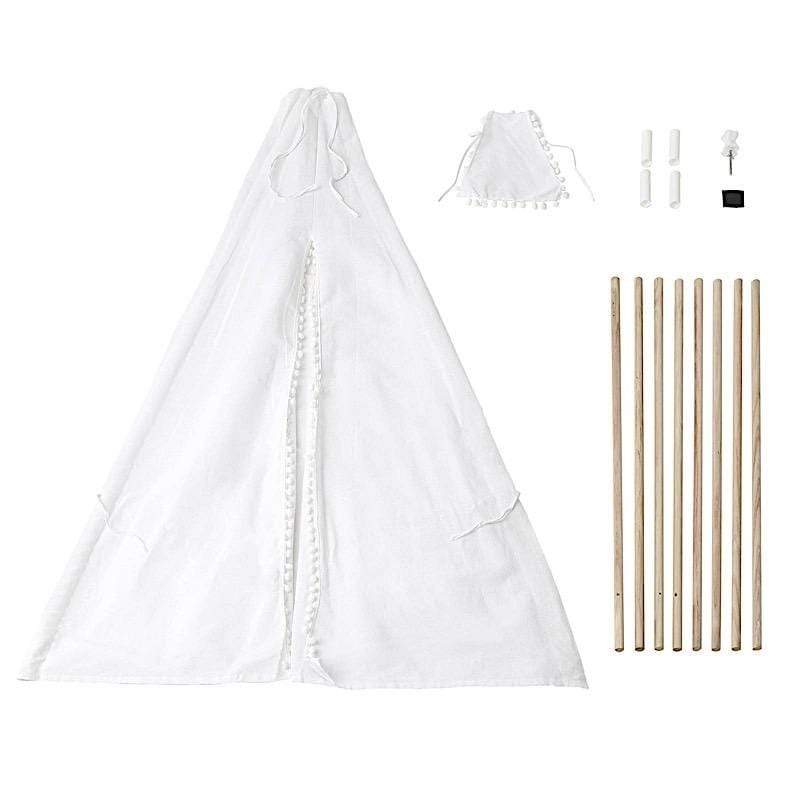 White Teepee Play Tent for Kids Indoor Outdoor Children Playhouse