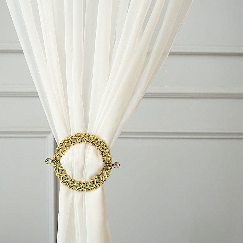 2 Round 7 in Plastic with Acrylic Crystals Curtain Tie Backs Backdrop Drapery Bands