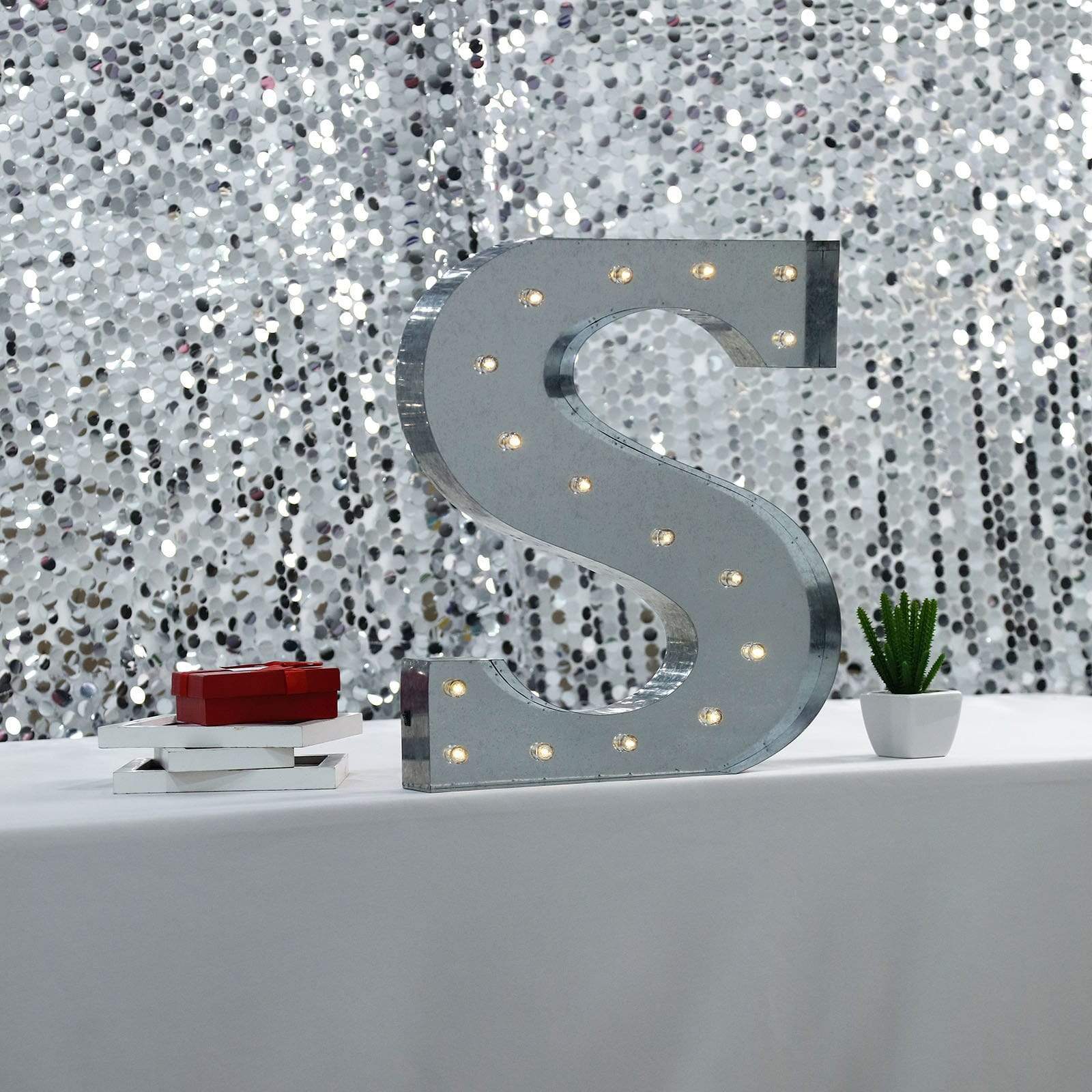 Silver Marquee Letter Warm White LED Lighted Sign