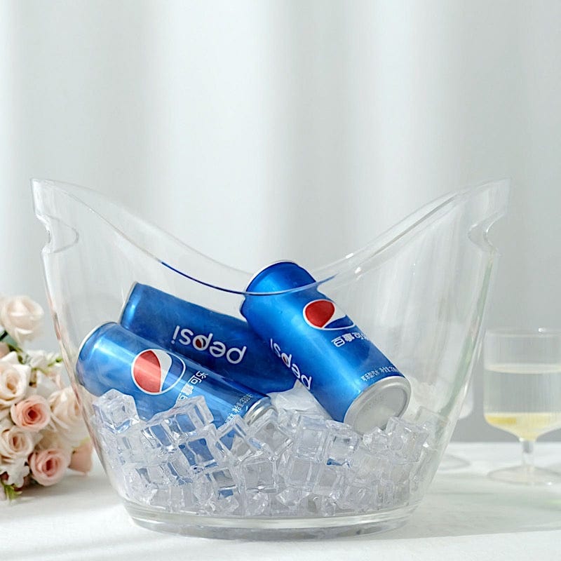 14 in Clear Plastic Drinks and Ice Bucket Party Beverage Cooler