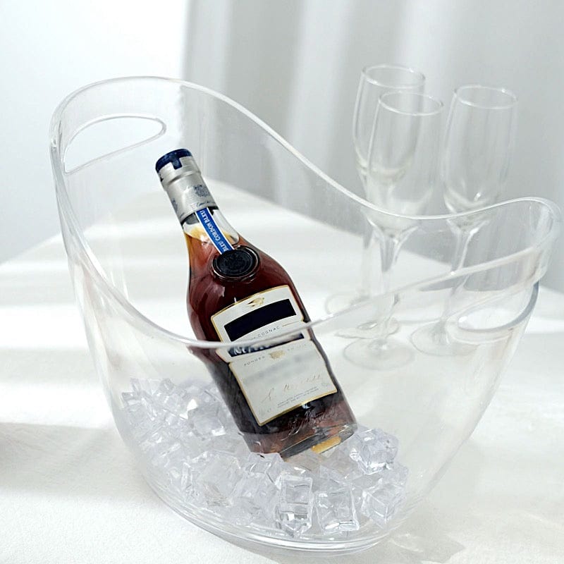 14 in Clear Plastic Drinks and Ice Bucket Party Beverage Cooler