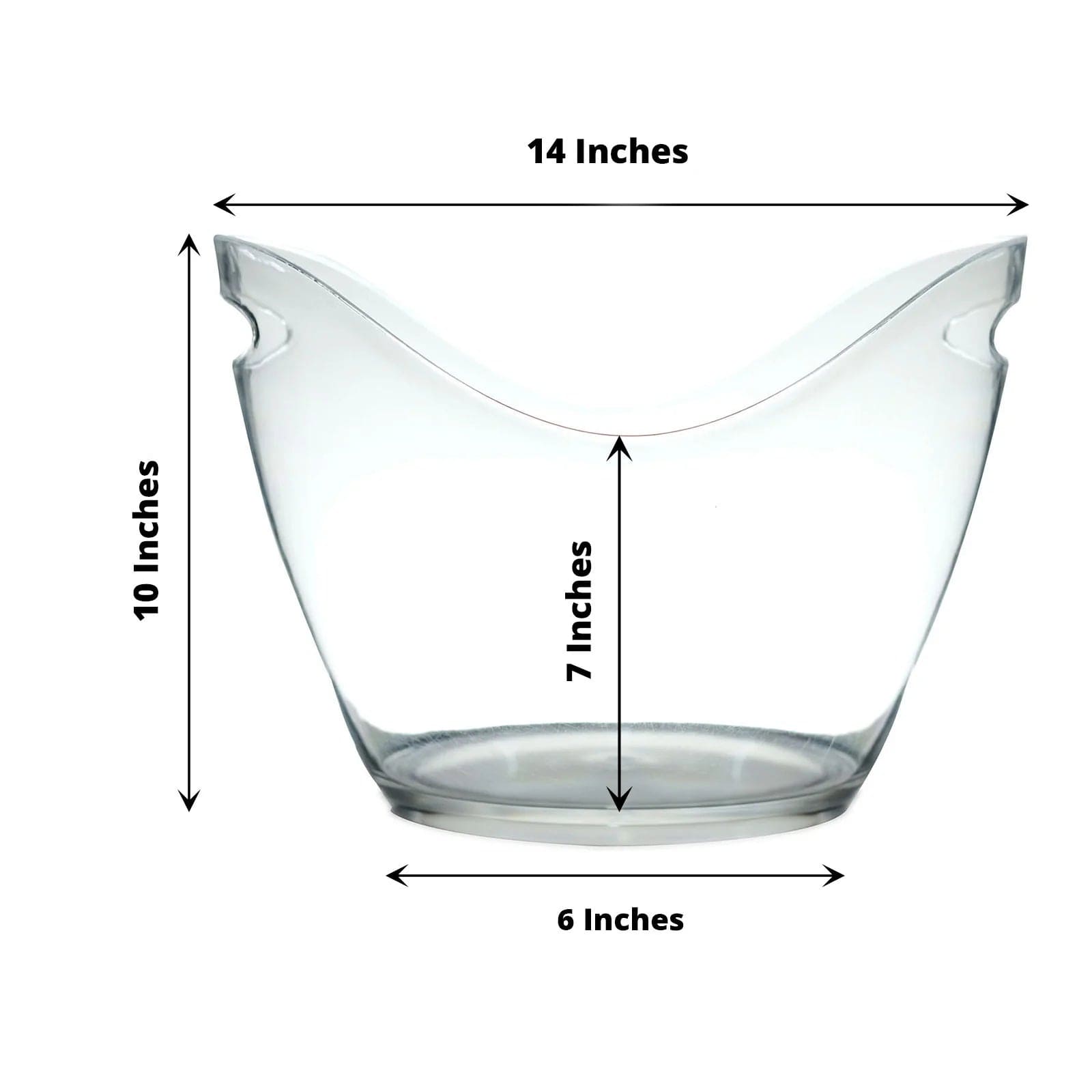 14 in Clear Plastic Drinks and Ice Bucket Party Beverage Cooler