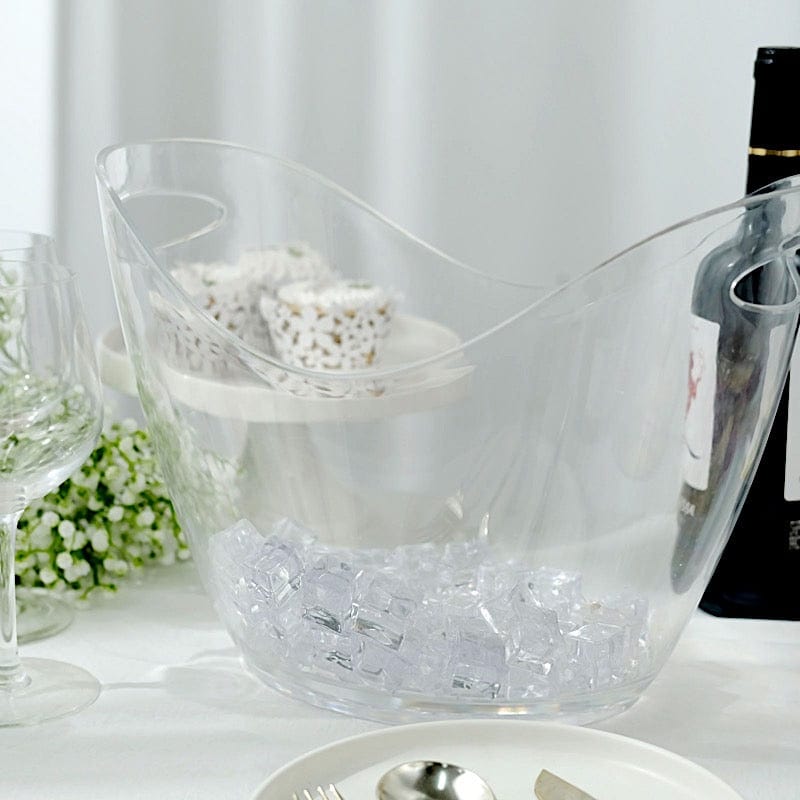 14 in Clear Plastic Drinks and Ice Bucket Party Beverage Cooler