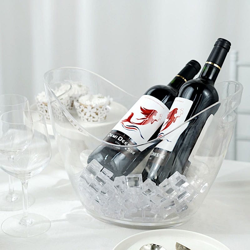 14 in Clear Plastic Drinks and Ice Bucket Party Beverage Cooler