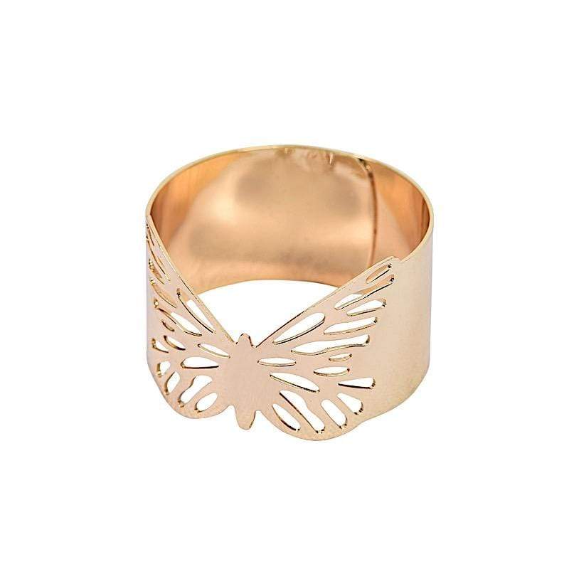 5 Metallic Gold Butterfly Napkin Rings
