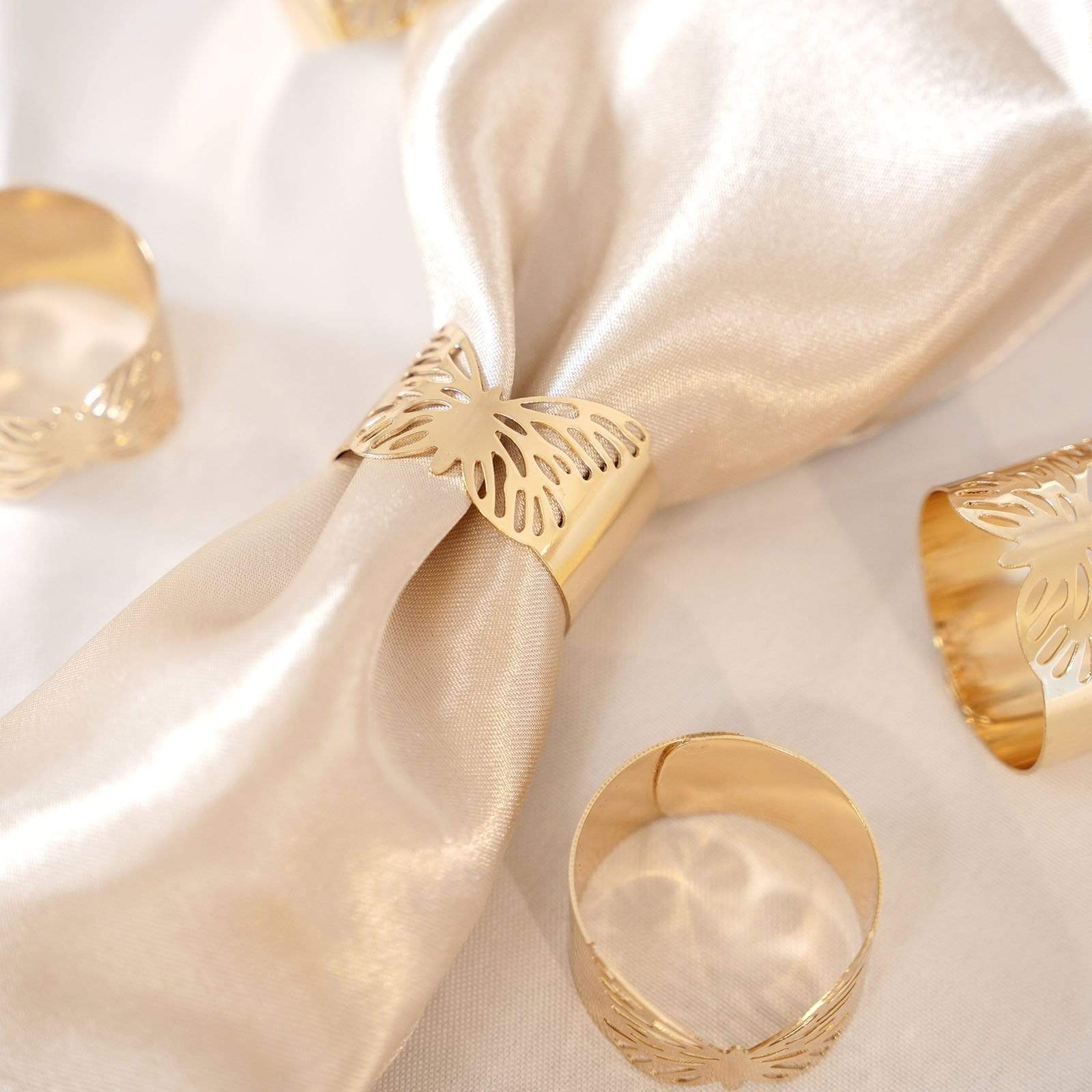 5 Metallic Gold Butterfly Napkin Rings