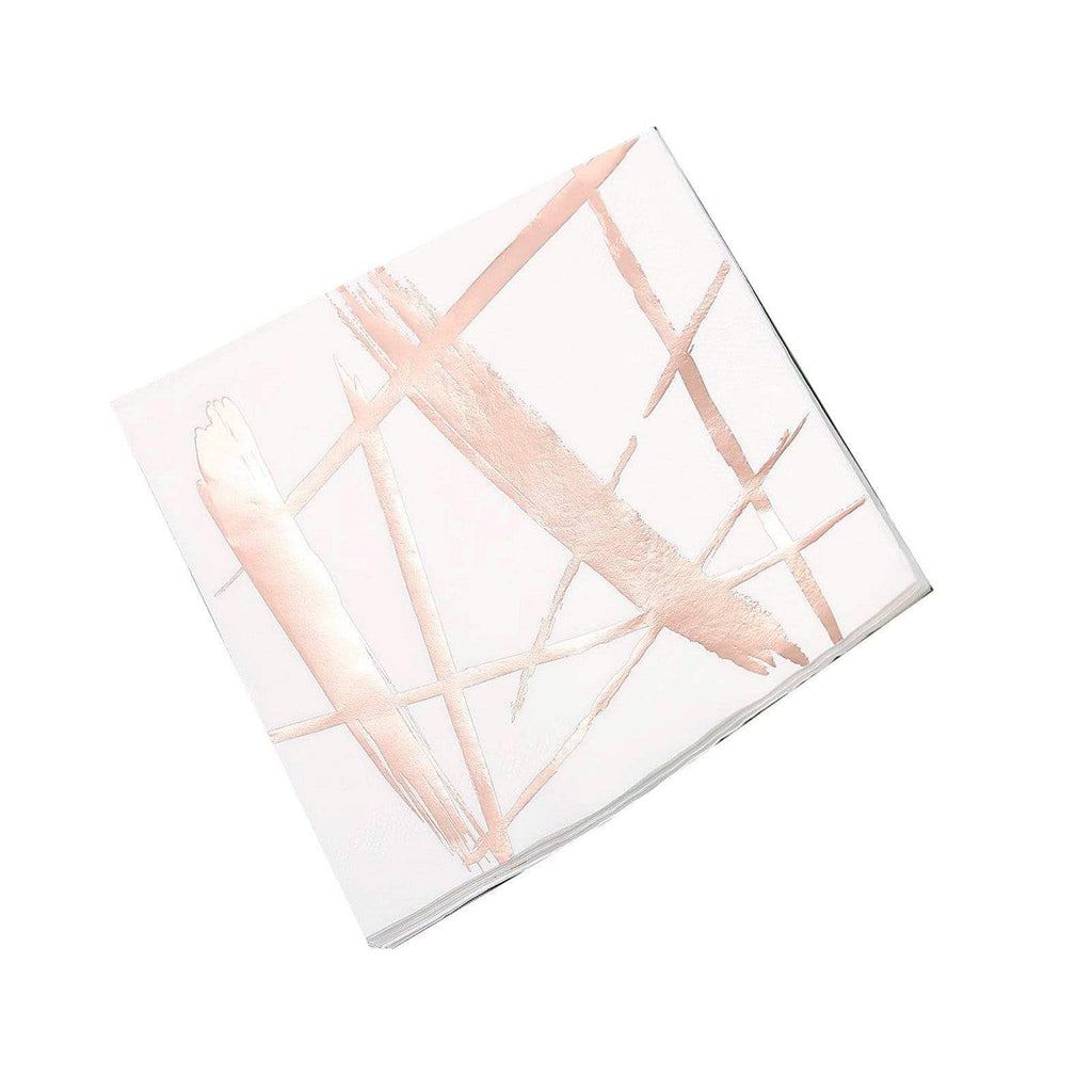 20 pcs 13x13 in Metallic Rose Gold and White Abstract Paper Napkins