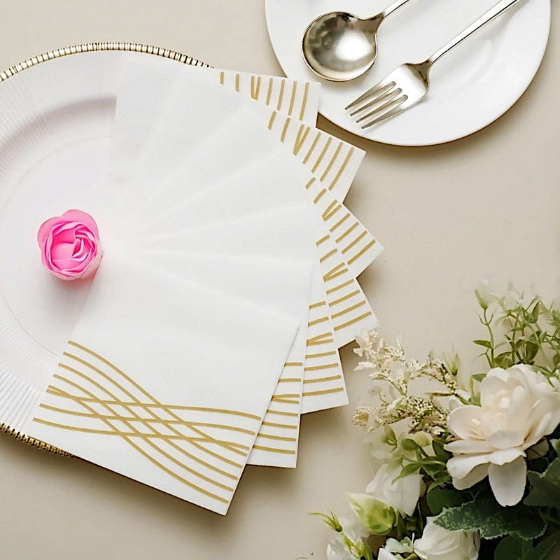 20 Square Premium Airlaid Paper Napkins with Metallic Wave Design
