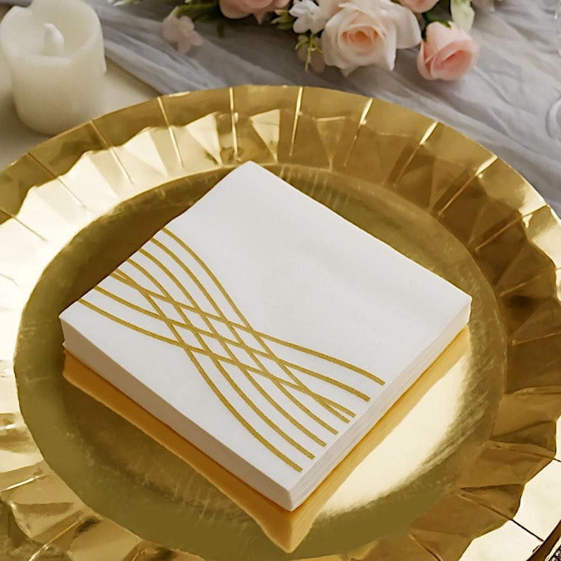 20 Square Premium Airlaid Paper Napkins with Metallic Wave Design