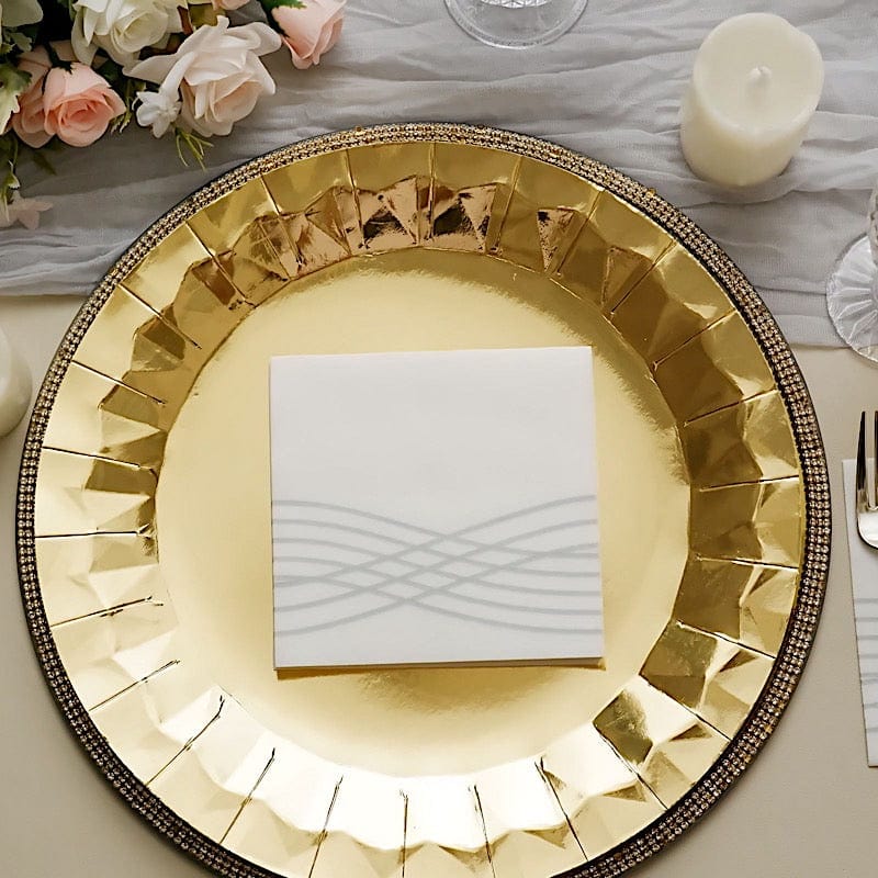 20 Square Premium Airlaid Paper Napkins with Metallic Wave Design