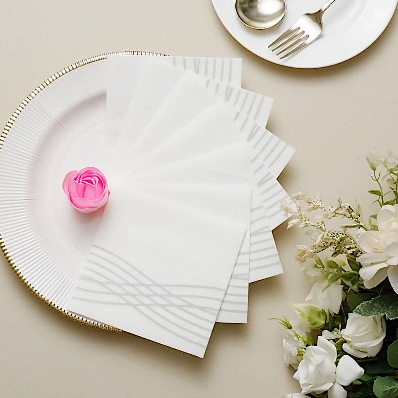 20 Square Premium Airlaid Paper Napkins with Metallic Wave Design