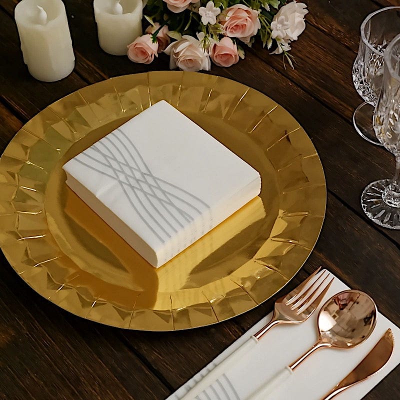 20 Square Premium Airlaid Paper Napkins with Metallic Wave Design