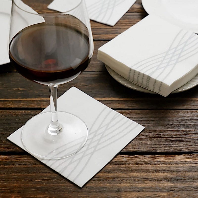 20 Square Premium Airlaid Paper Napkins with Metallic Wave Design