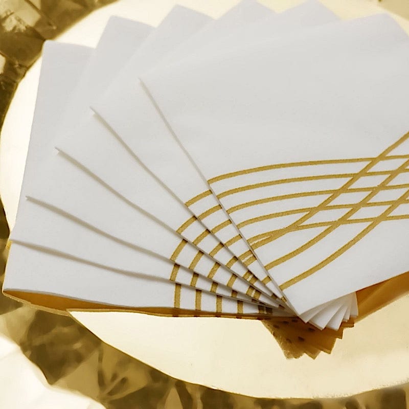 20 Square Premium Airlaid Paper Napkins with Metallic Wave Design