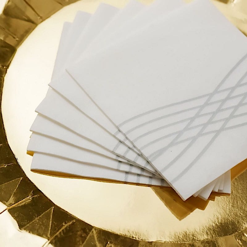 20 Square Premium Airlaid Paper Napkins with Metallic Wave Design