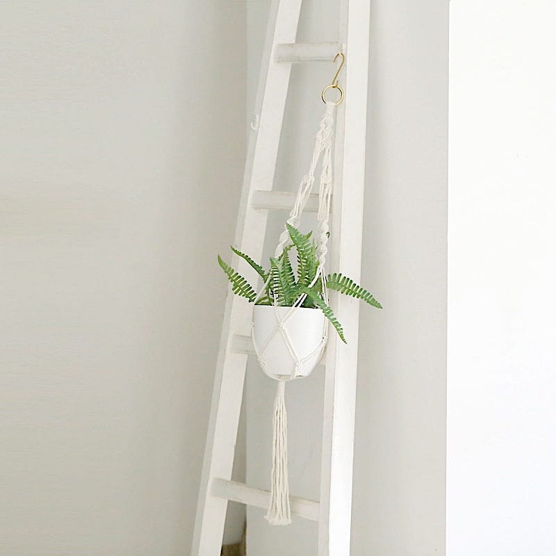 2 Ivory Cotton Ropes Macrame Plant Hanger Decorative Indoor Pot Holders