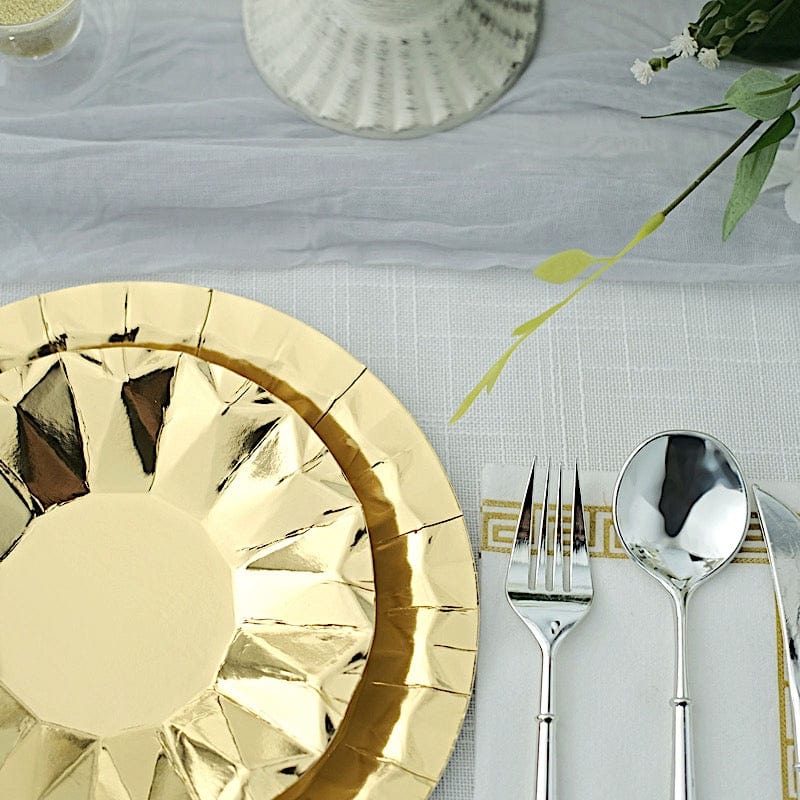 25 Geometric Round Metallic Disposable Dinner Salad Paper Plates