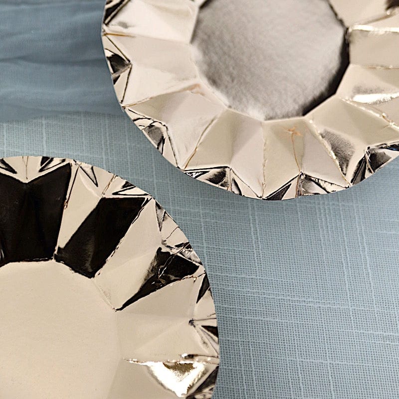 25 Geometric Round Metallic Disposable Dinner Salad Paper Plates