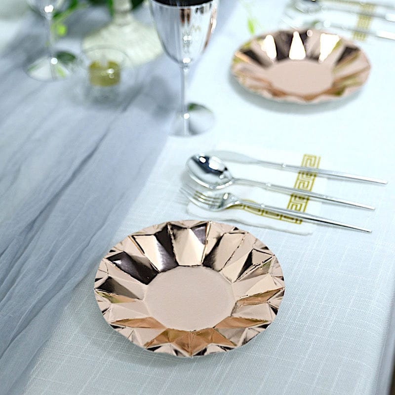 25 Geometric Round Metallic Disposable Dinner Salad Paper Plates