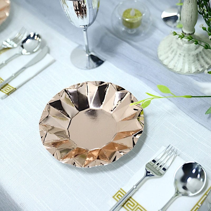 25 Geometric Round Metallic Disposable Dinner Salad Paper Plates