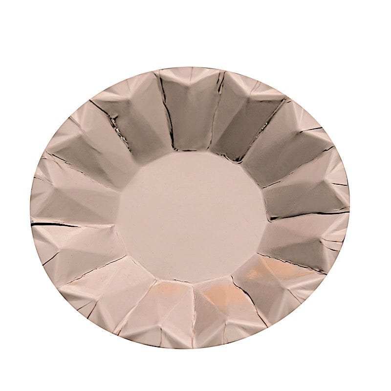 25 Geometric Round Metallic Disposable Dinner Salad Paper Plates