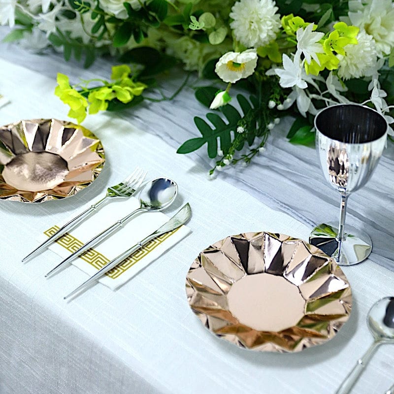 25 Geometric Round Metallic Disposable Dinner Salad Paper Plates